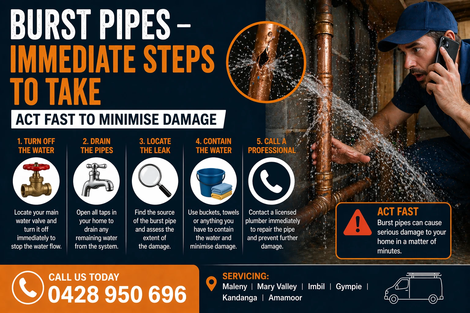 Burst Pipes: Immediate Steps to Take - Mary Valley Plumbing & Gas Project in Sunshine Coast Hinterland, QLD