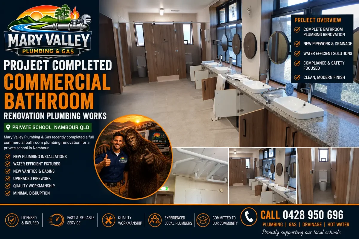 Commercial Bathroom Renovation Plumbing Works – Private School Nambour QLD