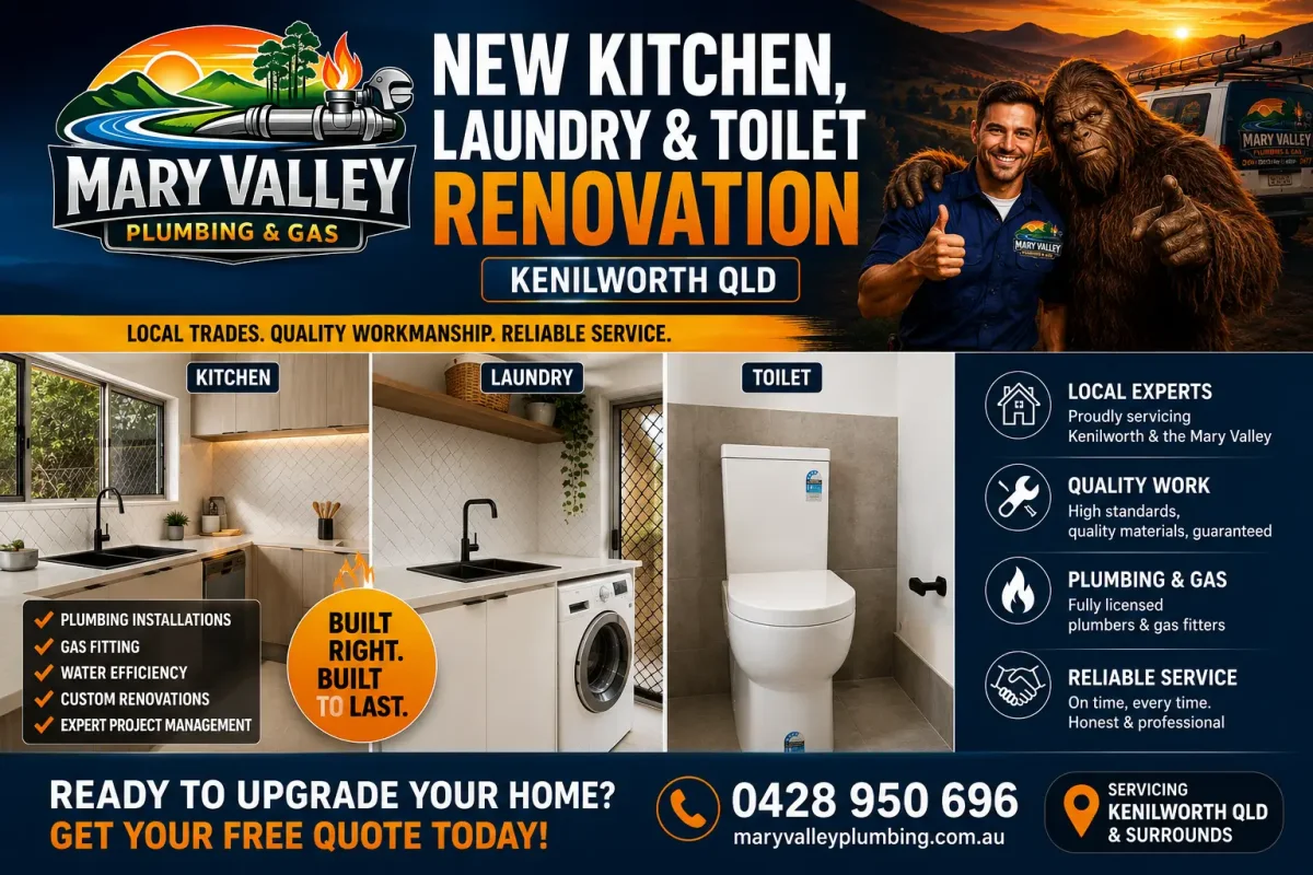 Kitchen, Laundry & Toilet Renovation Plumbing – Kenilworth QLD
